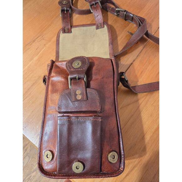 Vintage Handmade Goat Leather Satchel Messenger Crossbody Bag Med in Size - Picture 3 of 10